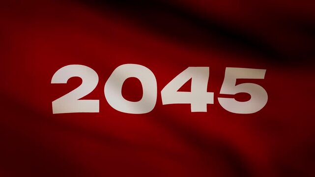 2045 Text with Flag Waving