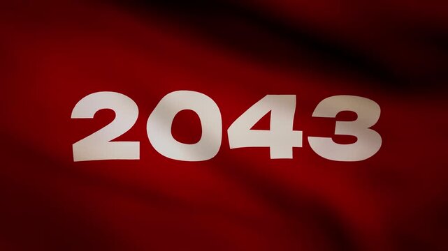 2043 Text with Flag Waving