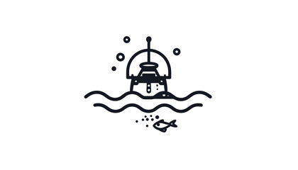 Lighthouse with a fish swimming by. © Artejo