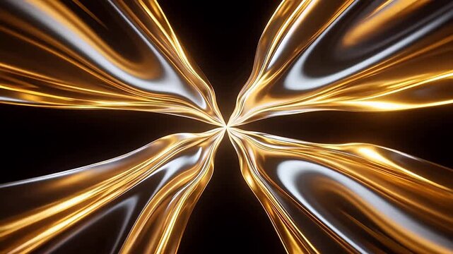 Golden x-shaped light streaks on black
