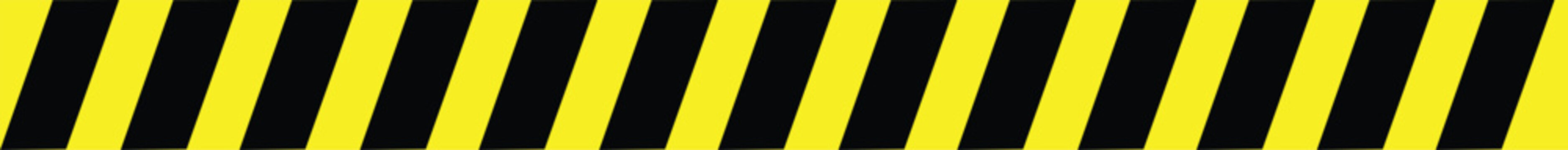 Yellow and black hazard warning tape pattern with diagonal stripes isolated on transparent background, illustration