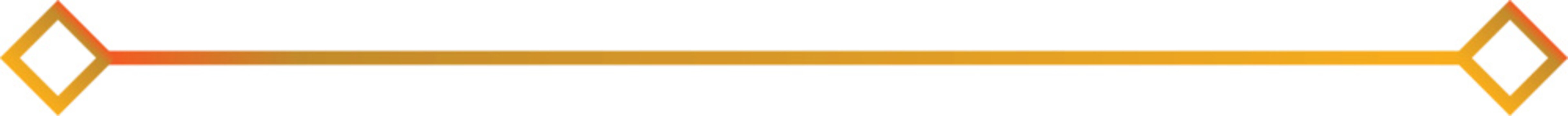 Horizontal divider line with diamond shapes on both ends featuring a golden gradient effect isolated on transparent background, illustration