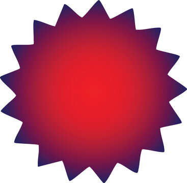 Red and purple starburst shape seal or badge icon isolated on transparent background, illustration