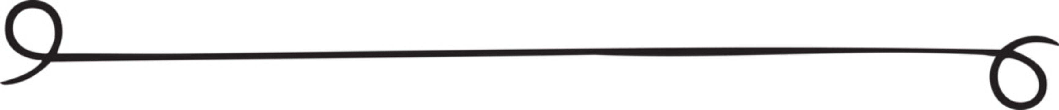 Black hand drawn doodle line divider with curly loop ends isolated on transparent background, illustration