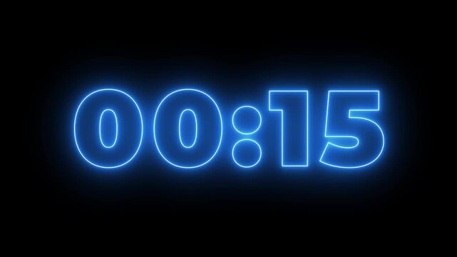  20 second countdown timer animation, 20 second countdown timer neon light numbers from 20 to 0. 20 sec animation modern flat design with animation 4k