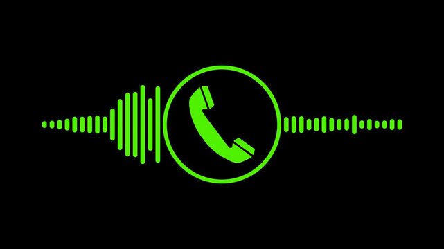 Minimalist Telephone call audio sound wave animation on transparent Background. Minimalist phone call with animated sound wave audio visualizer, telephone communication