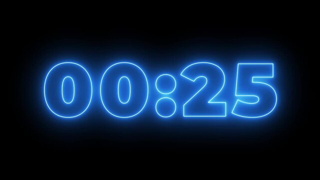  30 second countdown timer animation, 30 second countdown timer neon light numbers from 30 to 0. 30 sec animation modern flat design with animation 4k