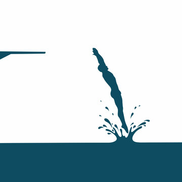 Diver Silhouette Jumping into Water