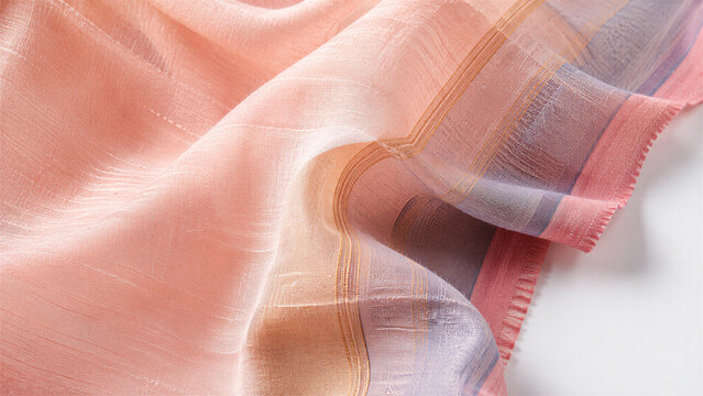 Close Up of Elegant Pastel Pink Linen Saree Fabric Texture