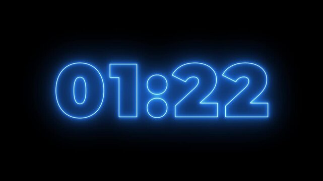 Glowing neon 1 minute 30 second countdown animation timer, Dynamic 90 second Countdown Animation Engaging Timer Visuals for Events 4k video.
