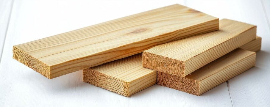 stack of smooth light wooden planks with visible grain on a clean white surface conveying calm minimal simplicity