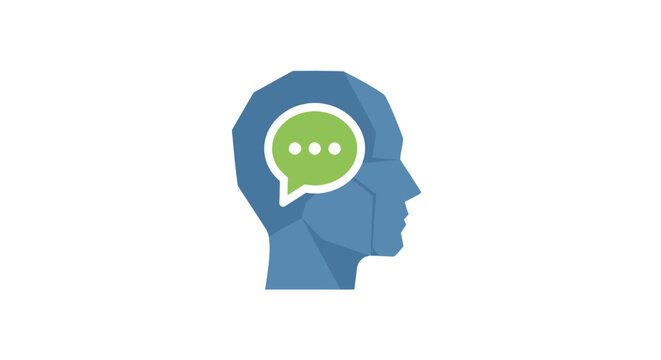 Conceptual representation of thought and communication with minimal design and color palette