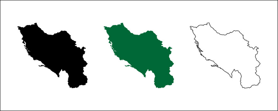 Yugoslavia Historical Map Silhouette Solid Black Outline and Vintage Political Border Vector Isolated on Transparent Background