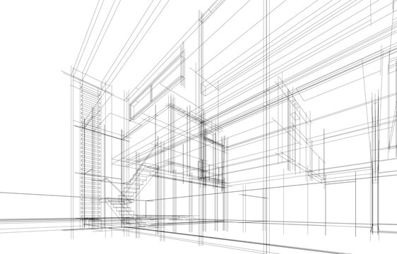 house building sketch architecture 3d illustration