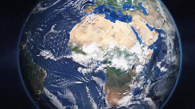 A detailed view of the planet earth floating in the dark expanse of deep space