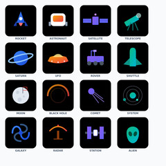 Collection of Minimalist Flat Design Elements for Space, Astronomy, and Future Exploration © Yan