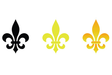 Fleur de lis ornament icon set, decorative royal symbol © Jahidul