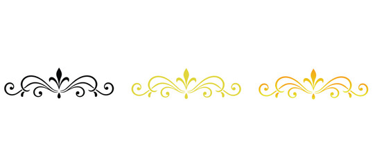 Fleur de lis swirl divider icon, decorative scroll border © Jahidul