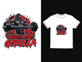 Beast mode gorilla t-shirt design with weightlifter © Yeamin