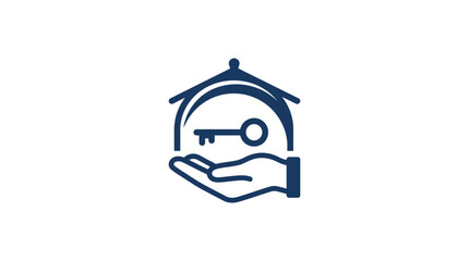 Naklejka premium Hand holding house key icon.