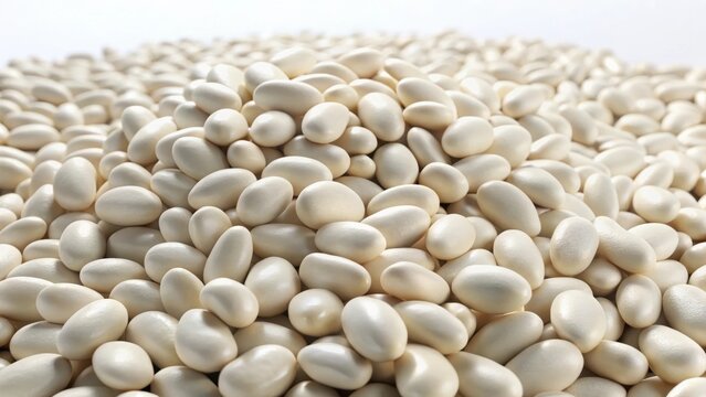 A collection of white beans on a white background