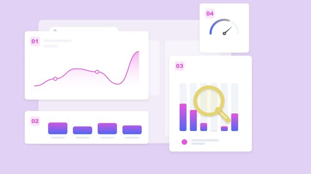 Business dashboard charts showing financial growth and data analysis metrics