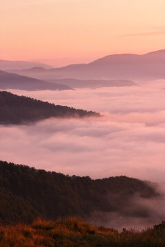 summer nature scenery, scenic sunset view in the mountains