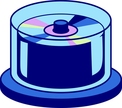 Retro CD Spindle Storage Cake Box Y2K Vector Illustration