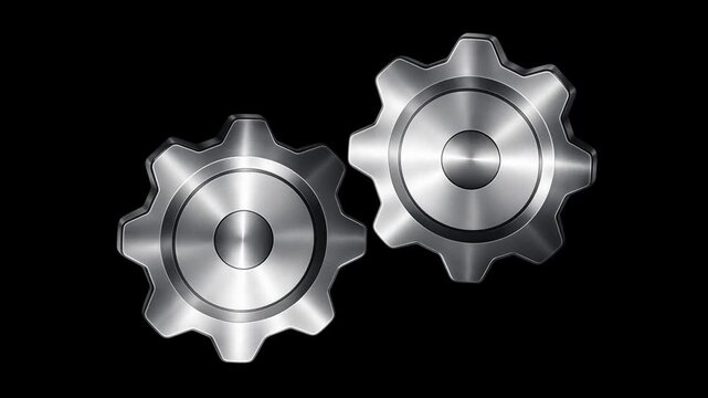 3D stainless steel rotating gear machine transparent gif video