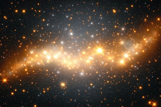 glittering golden and white starfield forming a bright sweeping stellar band across dark space, evoking wonder and cosmic awe