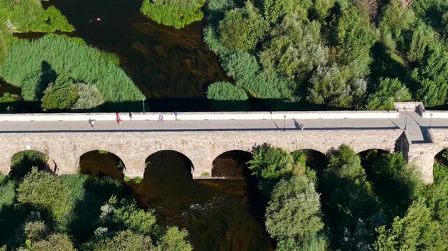 Aerial View Roman Bridge Gateway Salamanca Tormes River Riverside