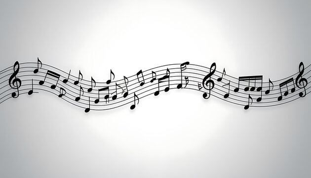 Elegant 3D music note wave banner for studio or concert backdrop