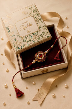 Luxury Raksha Bandhan Rakhi Flat Lay creative background In Hindi Gujrati Marathi
