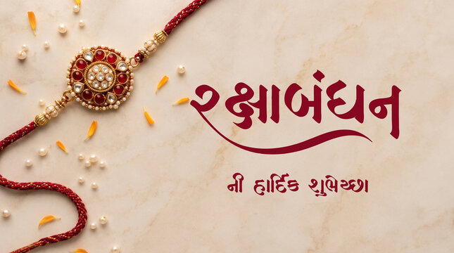 Luxury Raksha Bandhan Rakhi Flat Lay creative background In Hindi Gujrati Marathi
