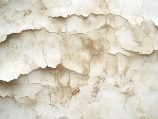 Naklejka premium peeling and cracked plaster wall with brown stains and weathered texture conveying decay and neglected atmosphere