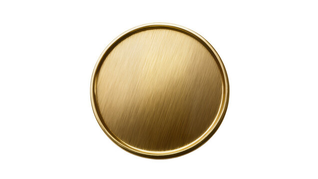Isolated elegant round golden brushed metallic tray with shiny rim for luxurious decor