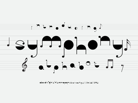 vector of music note font and alphabet design with uppercase and numbers