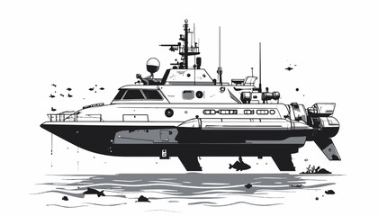 Large Patrol Boat in the Water. © putri