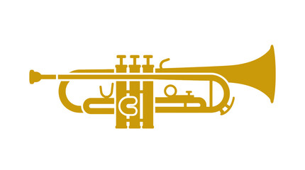 Obraz premium Gold trumpet musical instrument icon for ceremony events.