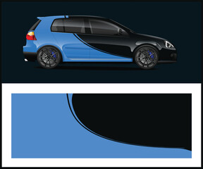 Fototapeta premium Sleek Blue and Black Car Wrap Design