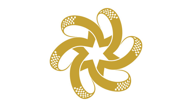 Golden abstract flower design element.