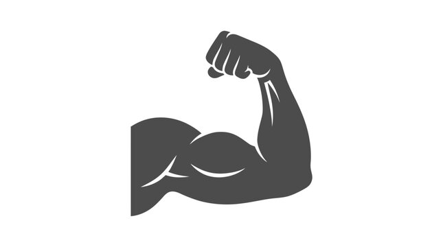Gray silhouette of a muscular flexed bicep arm.