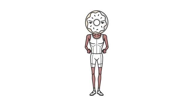Runner with Donut Head Jogging