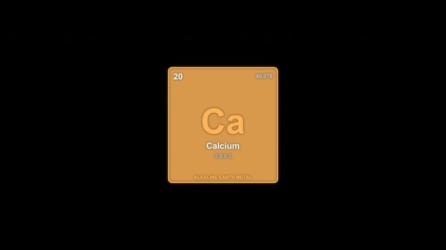 Calcium Ca Periodic Table Element Tile Animated Overlay Alpha Channel 4K