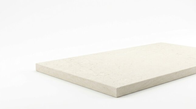 Stone slab, architectural material, minimal product concept with rectangular tile on white background.