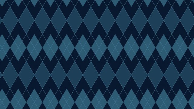 Blue argyle diamond pattern scrolling, british classic seamless loop background