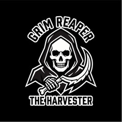 Fototapeta premium Scary Grim Reaper figure with a scythe standing ready to harvest souls on a dark ominous night symbolizing death and the end of life with a skeletal face and hooded cloak a powerful
