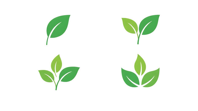 Green Leaf Vectors and Eco Growth Icon Set