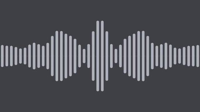 Gray audio spectrum equalizer bars pulsing to music, seamless loop visualizer background