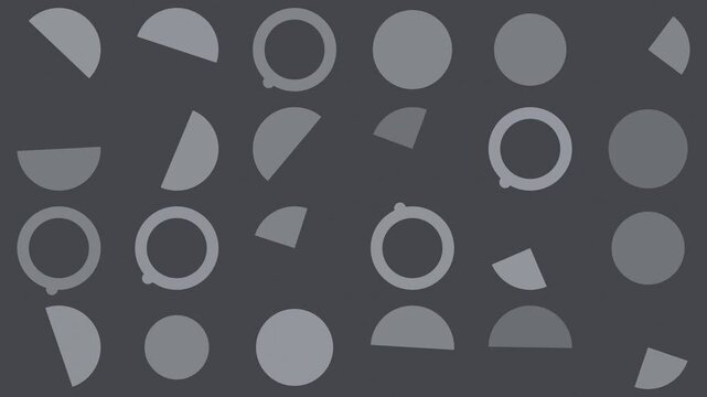 Gray bauhaus geometric shapes rotating slowly, retro modern seamless loop background